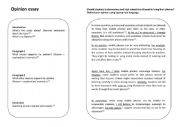 English Worksheet: Opinion Essay Structure and Sample