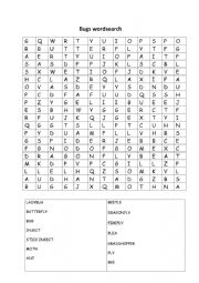 English Worksheet: Bugs wordsearch