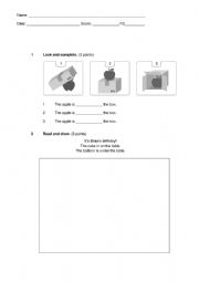 English Worksheet: Prepositions on in under