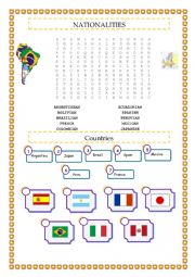 English Worksheet: Countries and Nationalities 
