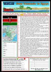 English Worksheet: KENYA along The Nile. (6) Reading and/or web-search. + KEY