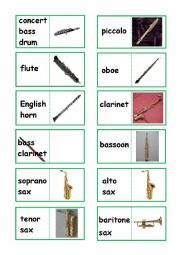 Music Instruments - 36 dominoes - 4 pages - instructions included - fully editable