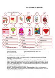 English Worksheet: Celebration and festivities test