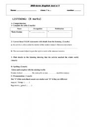 English Worksheet: listening test first year Betty Friden activist biography 
