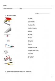 English Worksheet: SIMPLE AND COMPOUND MACHINES TEST