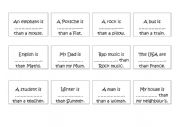 English Worksheet: Comparative card game