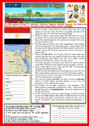 English Worksheet: EGYPT along The Nile. (11) Reading and/or web-search. + KEY