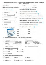English Worksheet: quiz for 5th grade in turkey