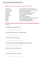 English Worksheet: WH QUESTIONS PRACTICE 5