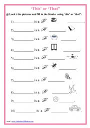 English Worksheet: this and that