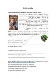 English Worksheet: Rubiks Cube