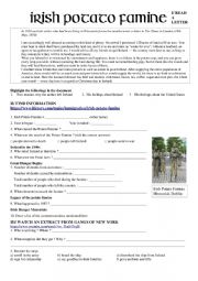 English Worksheet: Webquest Irish Potato Famine