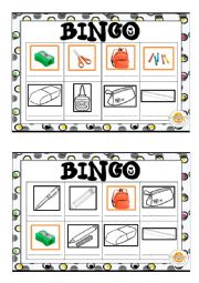 English Worksheet: Bingo classroom objects