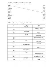 English Worksheet: Numbers