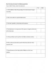 English Worksheet: reading text All Blacks 