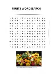 FRUITS WORDSEARCH