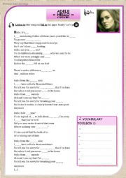 English Worksheet: ADELE HELLO 