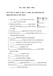 English Worksheet: This, these, that or those