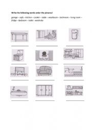 English Worksheet: Rooms and furniture 1