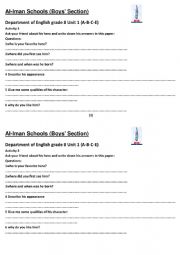 English Worksheet: reading for writing