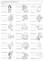 English Worksheet: Initial or Beginning Vowel Sounds