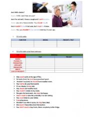 English Worksheet: Modals in the past and in the present 