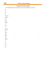 English Worksheet: Formal and Informal Communication