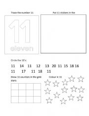 Number booklet counting 11-20