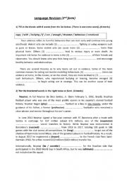 English Worksheet: language revision for 2nd form students
