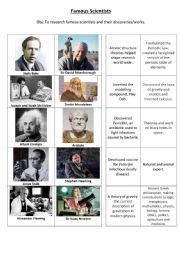 English Worksheet: Famous Scientists
