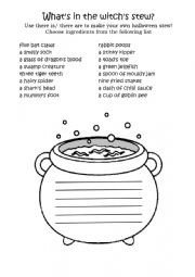 English Worksheet: Make a halloween stew