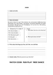 English Worksheet: Likes and dislikes