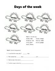 English Worksheet: Days of the week