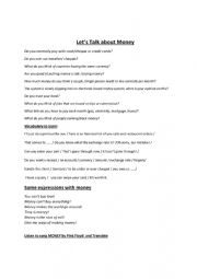English Worksheet: Lets talk about money