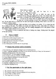 English Worksheet: revision for 7th grade