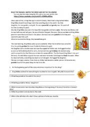 English Worksheet: King Midas and Golden Touch  Myth