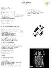 English Worksheet: Girls Like You - Song Session