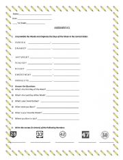English Worksheet: Assessement Activity. Days of the week, Months of the year, Numbers