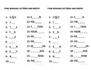 English Worksheet: Number 1-20
