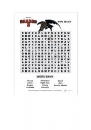 English Worksheet: How to train your dragon 2 word search