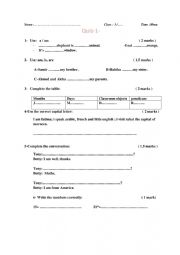 English Worksheet: quiz for beginners; to be,capitalization, indefinite articles, numbers, countries, nationalities