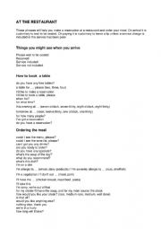 English Worksheet: Restaurant