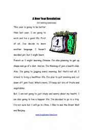 English Worksheet: New Year Resolution