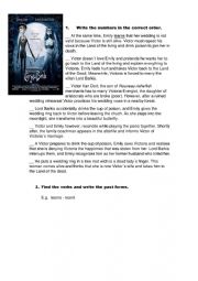 English Worksheet: corpse bride summary