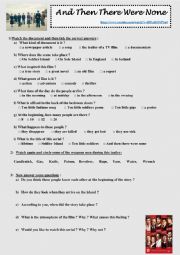 English Worksheet: And then there were none