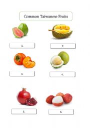 English Worksheet: Common Taiwanese fruits