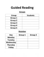 English Worksheet: Guided Reading Rotations