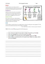 English Worksheet: PEEL paragraphs