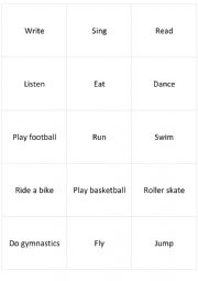 English Worksheet: Actions miming game