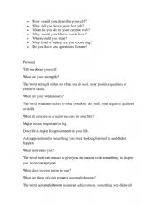 Questions for an interview exercise 